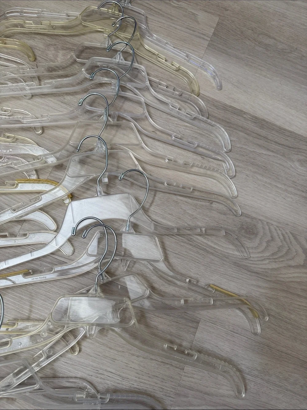 24 Clear Plastic Clothing Hangers - Set of Vintage Clear Hangers